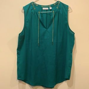 New York & Company EMERALD Colored V Neck Blouse!